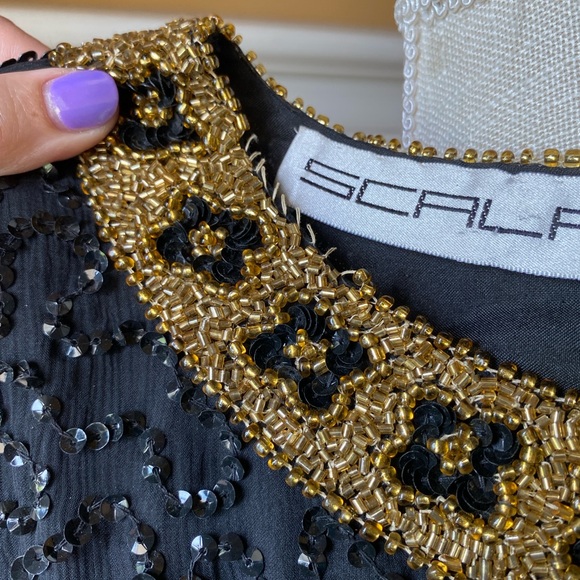 ❌SOLD❌ NWT VTG SCALA XXL FULLY SEQUIN BEADED EVENING BLOUSE BLACK AND GOLD PURE - Picture 11 of 11